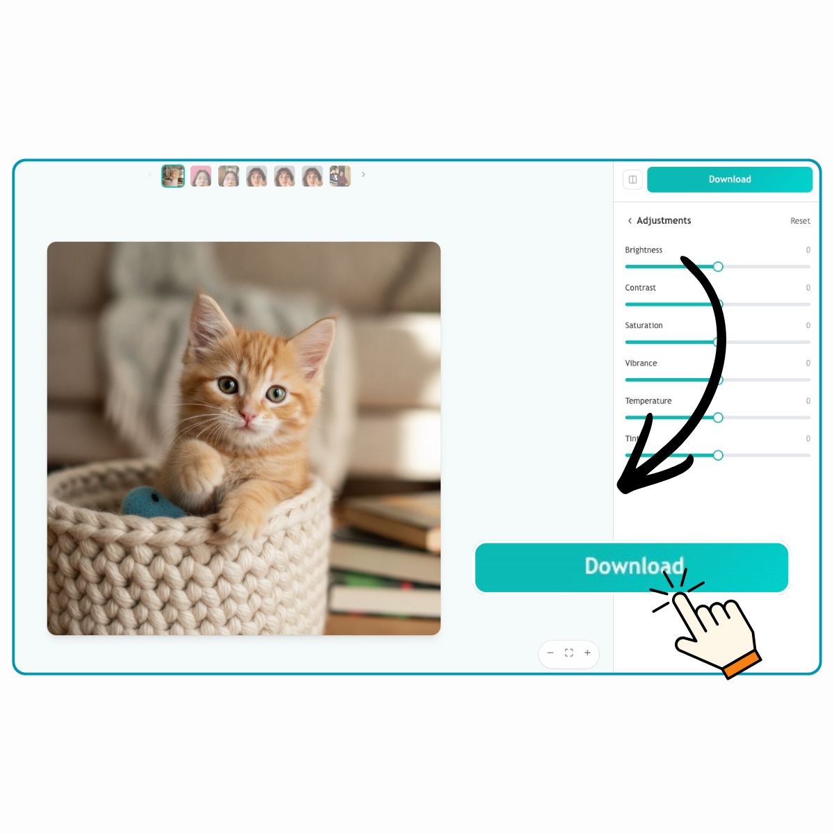 EzRemove AI Photo Studio ダウンロード画面：編集した画像をオンラインで確認・保存