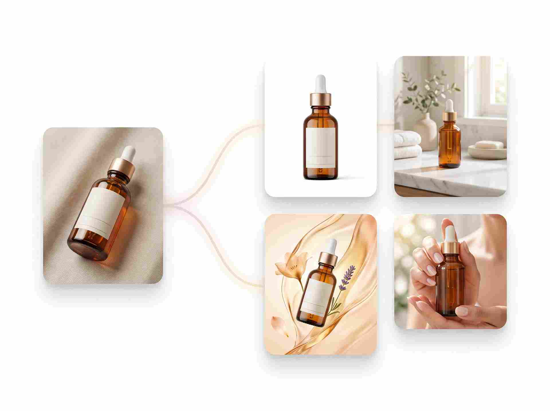 EzRemove KI-Produktbildgenerator verwandelt ein Hautpflege-Produktfoto in Listing- und Lifestyle-Visualisierungen