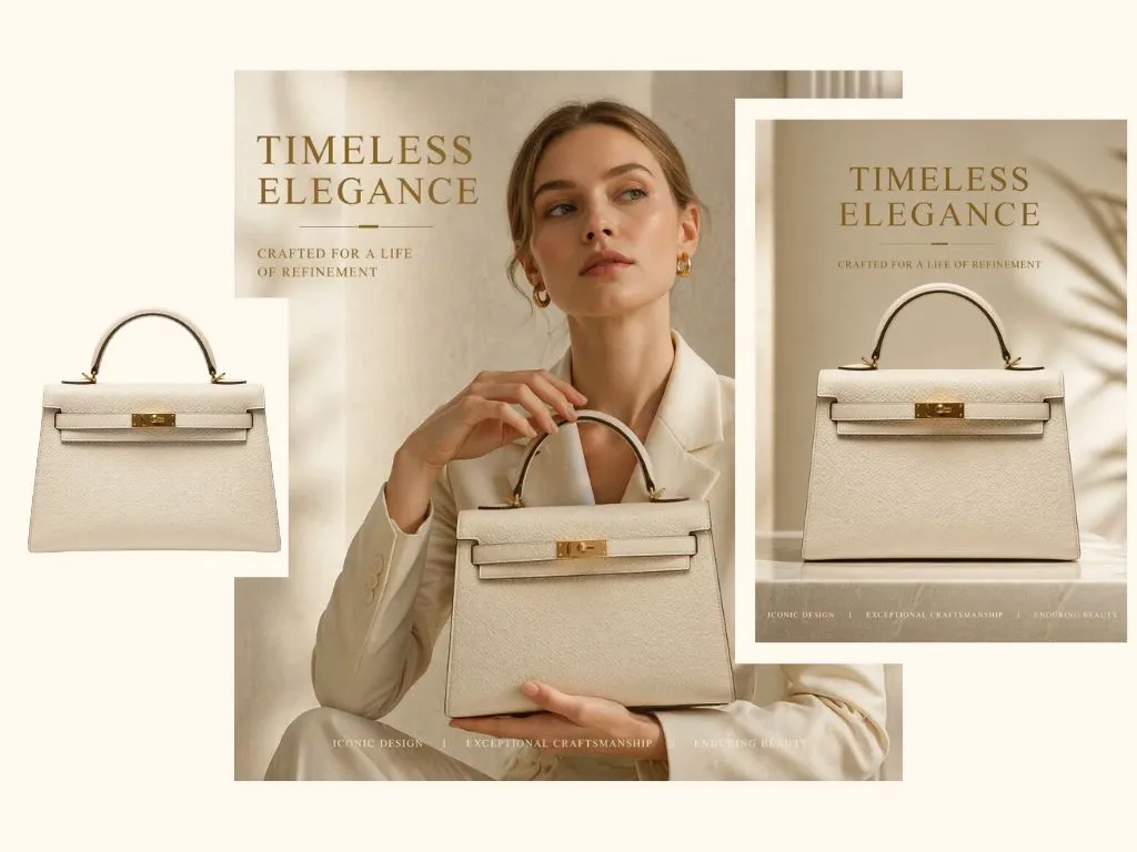 KI-Produktinszenierung für Luxushandtaschen-Kampagnenvisuals