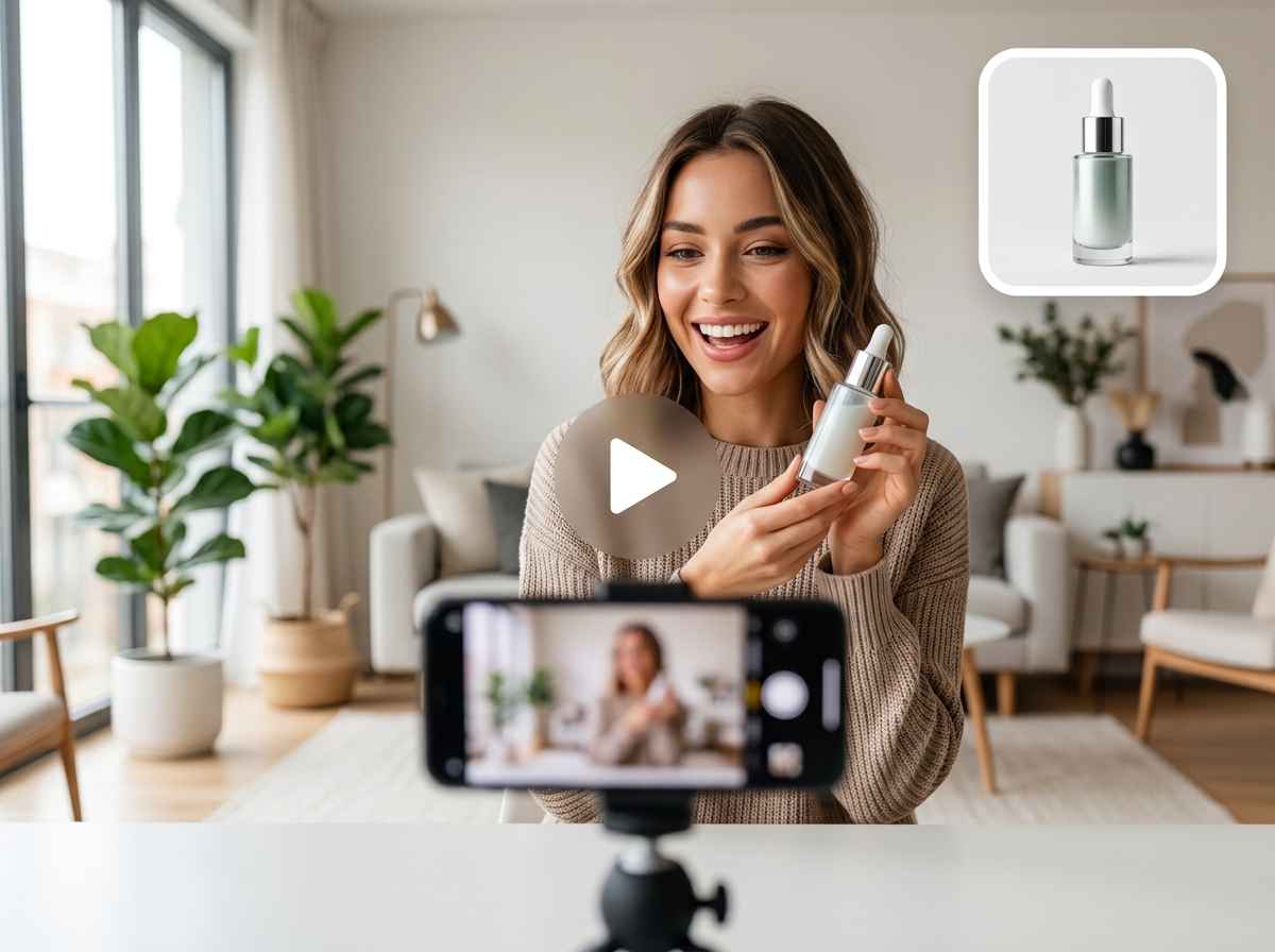 EzRemove AI Video Generator creating a skincare product video from a static product image.