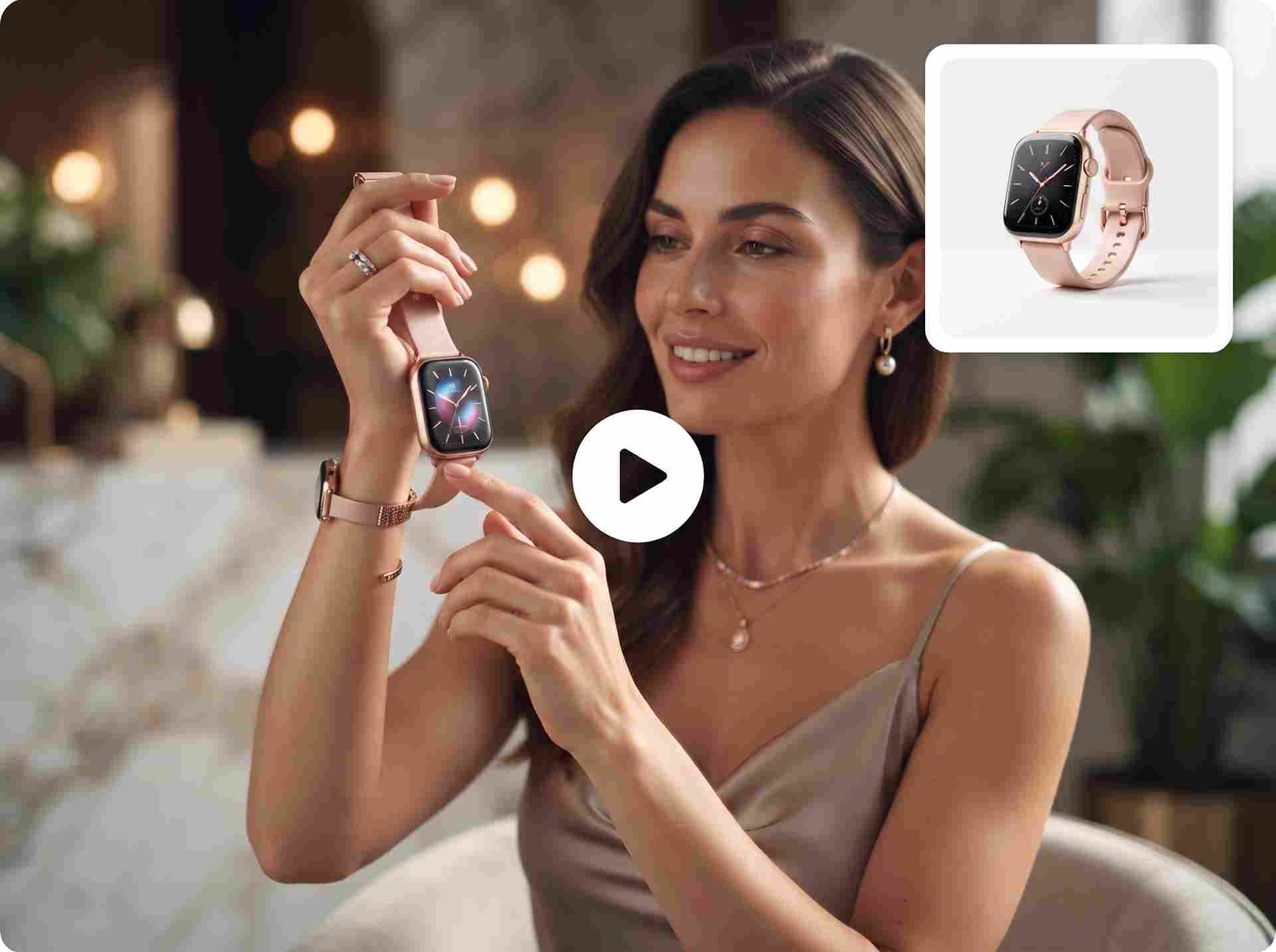EzRemove AI Video Generator turning a smartwatch product image into a polished marketing video.