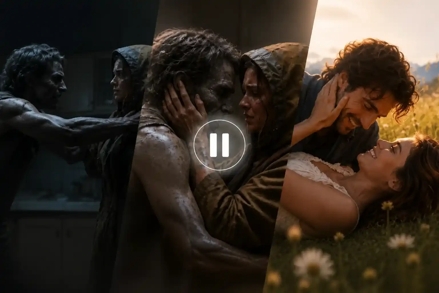 AI Zombie Video Generator turning two uploaded photos into a complete zombie love story