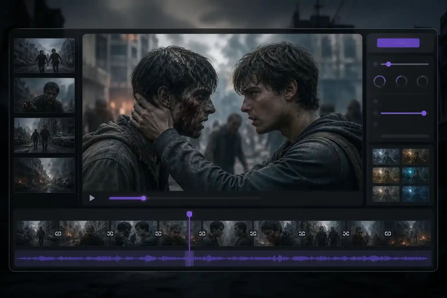 AI Zombie Video Generator creating a friendship or sibling zombie video