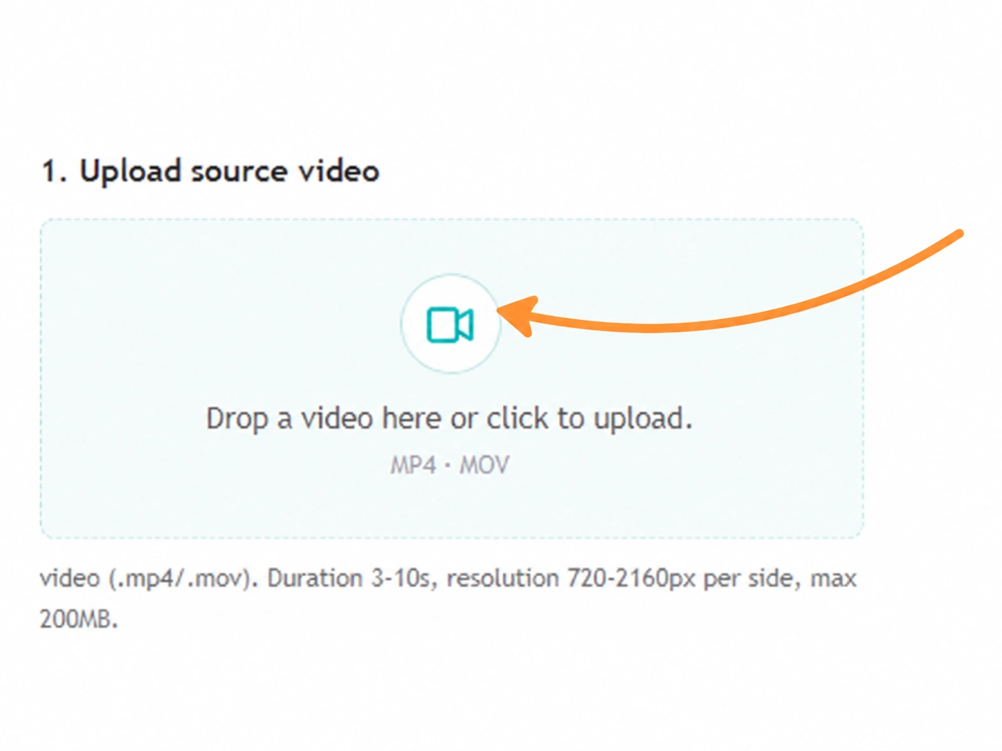 Genjutsu AI source video upload area with an arrow pointing to the upload control