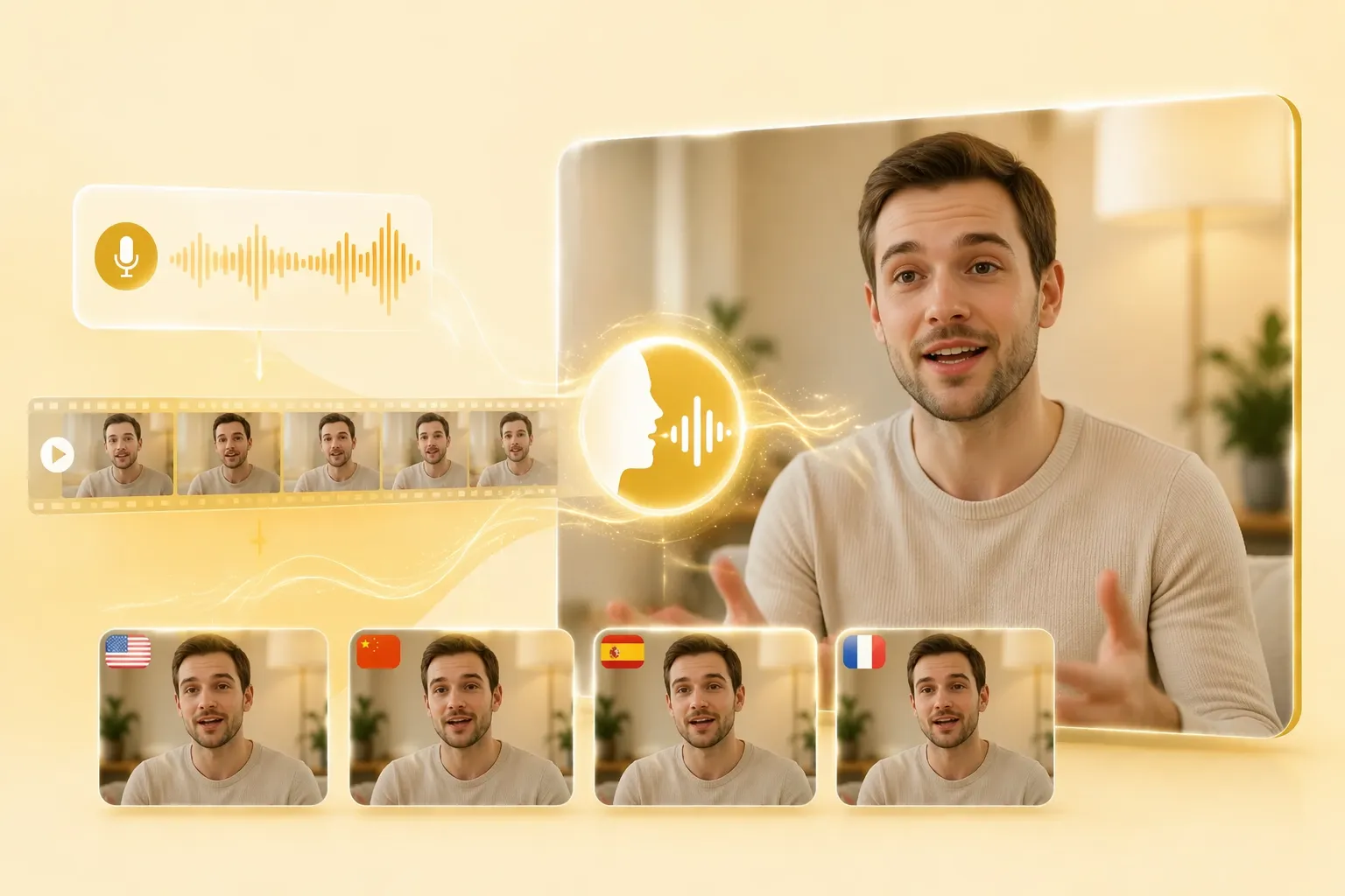 アップロードされた音声を既存の映像と一致させる