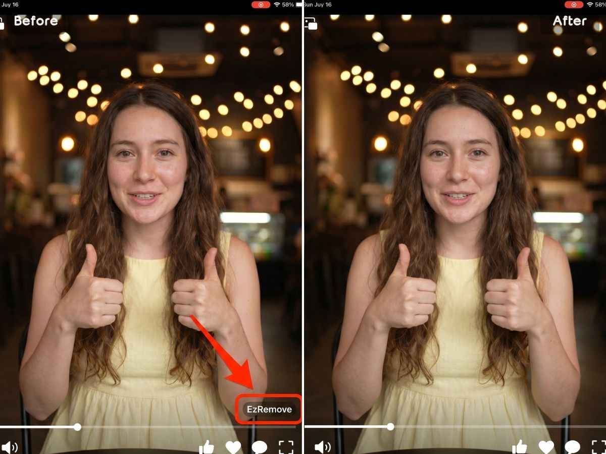 EzRemove ลบลายน้ำวิดีโอที่มุมขวาล่างจากภาพหน้าจอโซเชียลมีเดีย