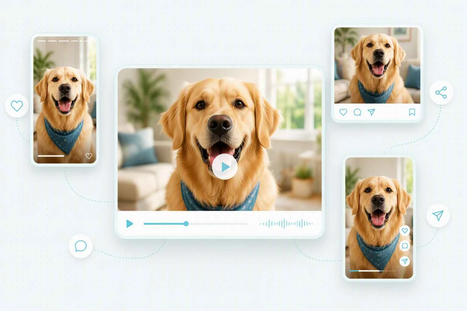 EzRemove Animali parlanti adatta il video di un cane parlante per post social, storie e brevi video.