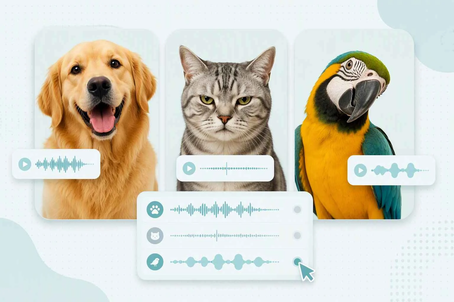 EzRemove Animali parlanti dà a cani, gatti e uccelli voci diverse per video personalizzati sugli animali domestici.