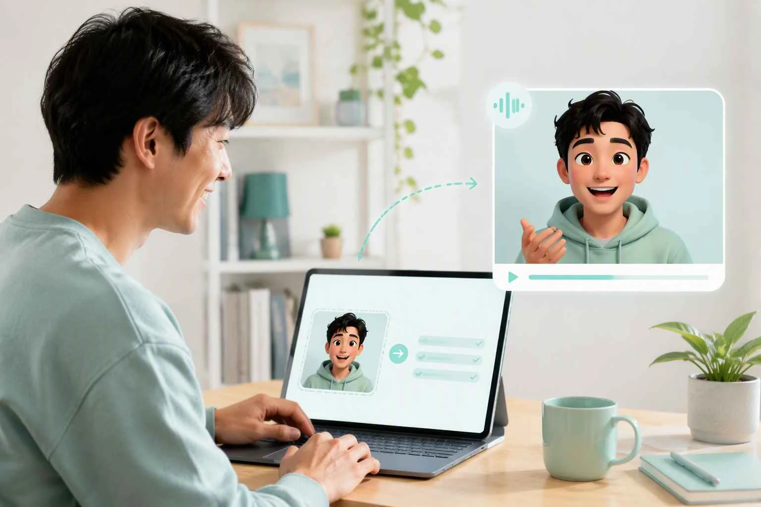 User creating an animated person talking video for a personal project with EzRemove