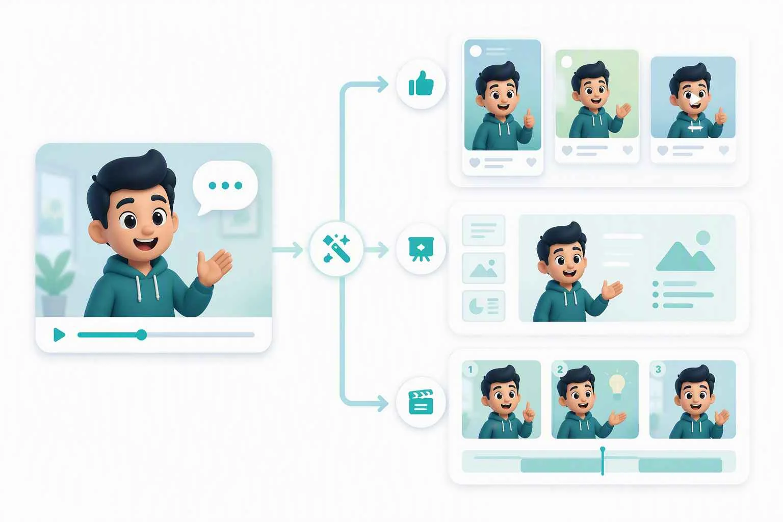EzRemove AI talking cartoon video adapted for social media, presentations, and video projects