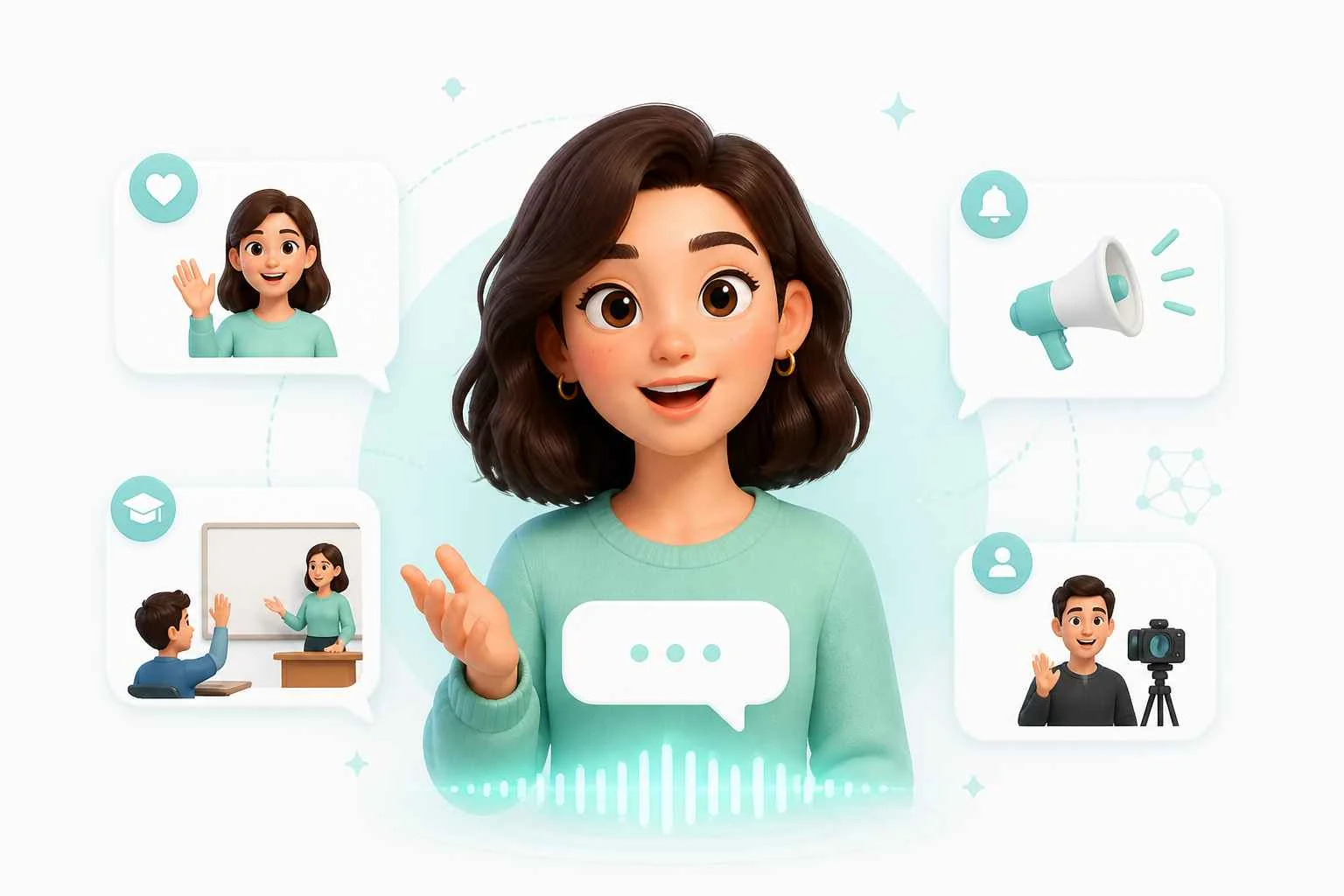 Animated talking character created with EzRemove for education, announcements, and creator content